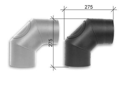 (pilt) Suitsutoru T600 põlv 90° puhastusluugiga Ø150mm must/ hall